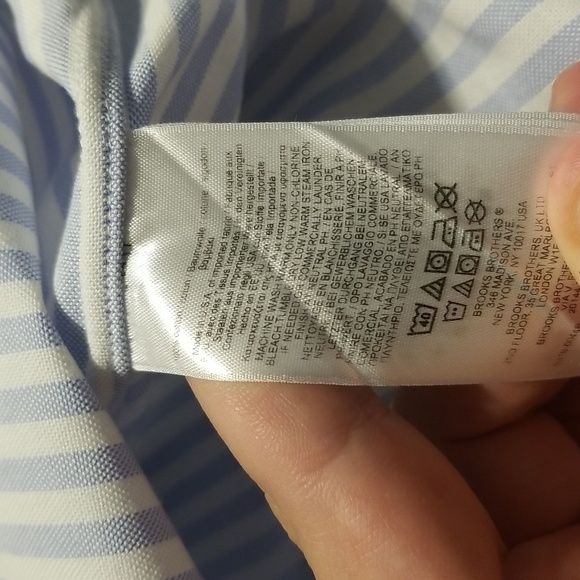 Brooks Brothers Made in USA Lt. Blue Stripe Oxford Cloth Button Down - Picture 7 of 8